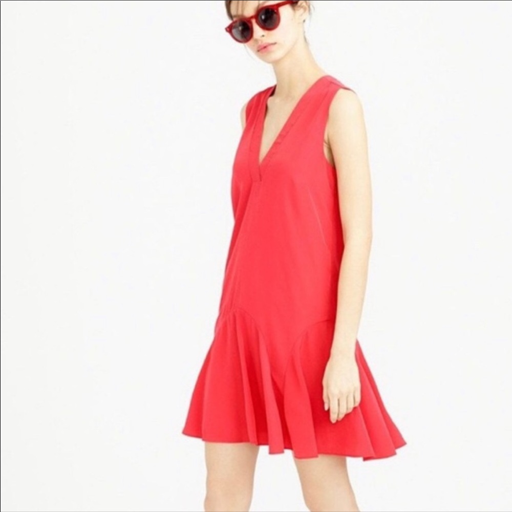 J. Crew Dress Red V-Neck Sleeveless size 12